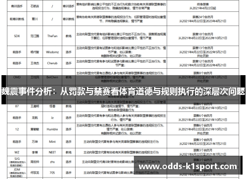 魏震事件分析：从罚款与禁赛看体育道德与规则执行的深层次问题