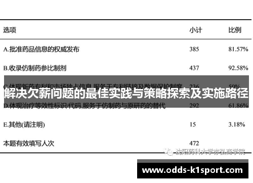 解决欠薪问题的最佳实践与策略探索及实施路径
